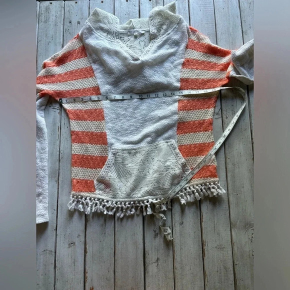 Miss Me | hooded | crochet | lace | striped| sweater | sweatshirt | medium - Picture 3 of 11
